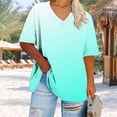 thumbnail image 4 of Ovbmpzd Light Blue Womens Tops Plus Size Short Sleeve V-Neck Gradient Color Comfy Blouses Women Tank Tops XXL, 4 of 6
