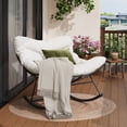 thumbnail image 4 of GOGRANT Outdoor Papasan Rocking Chair, Oversized Patio Rocker with Thick Cushion & Sturdy Metal Frame, Wicker Egg Chair for Balcony Backyard Porch Garden, 350LBS Capacity, White, 4 of 12