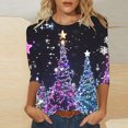 thumbnail image 1 of QIPOPIQ T-Shirts Décontractés pour Femmes à Manches 3/4 Col Rond Mignons Tuniques Hauts T-Shirts Basiques Blouses Coupe Ample Chandail à Enfiler Liquidation, 1 of 5