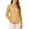 thumbnail image 1 of INSPIRE CHIC Women's Crochet Lace See Through Floral Ruffle Neck Blouse S Yellow-1, 1 of 7