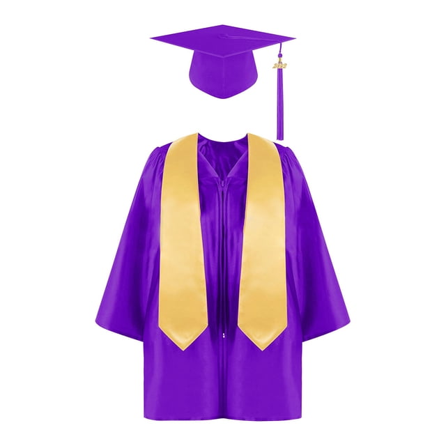 RXIRUCGD Ensemble de Costume de Performance de Graduation pour Enfants à Manches Longues et Filles Blouses Col Rond Ensembles (Violet, Taille : 3 Ans)