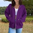 thumbnail image 2 of Mode Femme Uni Ample Amincissant à Capuche à Fermeture Éclair Chandail à Capuchon à Manches Longues Veste Chandails à Capuchon pour Femmes Chandails TG, 2 of 5