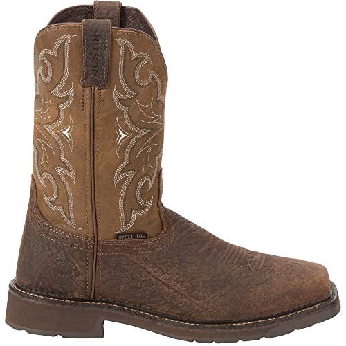 Justin Botte de Travail Western pour Homme Amarillo Cactus à Embout d'Acier