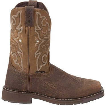 Justin Botte de Travail Western pour Homme Amarillo Cactus à Embout d'Acier