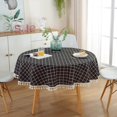 thumbnail image 1 of 120Cm/150Cm Polyester Cotton Tassel Tablecloth Plaid  Tablecloth Red Lattice Table Map Cloth Cover, 1 of 5