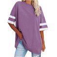thumbnail image 1 of Chandails à Manches Courtes pour Femmes T-Shirts Surdimensionnés pour Femmes T-Shirts Amples Demi-Manches Col Rond Hauts Color Block Tuniques T-Shirts Surdimensionnés pour Femmes Hauts à Demi-Manches pour Femmes, 1 of 6