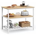 thumbnail image 1 of VASAGLE Kitchen Island with 3 Shelves, 39.4 Inches Kitchen Shelf with Large Worktop, Stable Steel Structure, Industrial, Easy to Assemble, Oak Beige and White, 1 of 6