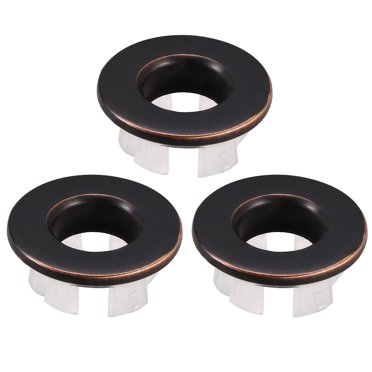 Unique Bargains Sink Basin Trim Overflow Cover Copper Insert in Hole Round Caps Brass, 3Pcs