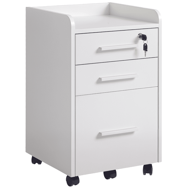 HOMCOM Classeur Vertical Classeur Mobile avec Tiroir Verrouillable