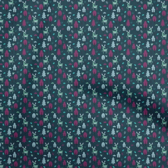 oneOone Cotton Poplin Blue Fabric Kids Sewing Craft Projects Fabric Prints By Yard 56 Inch Wide