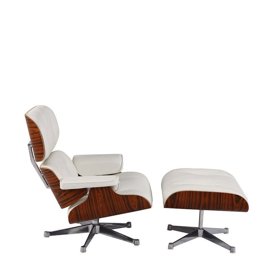 Plata Import Eames Chaise Blanc Lounge Ottoman