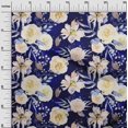 thumbnail image 3 of oneOone Rayonne Bleu Foncé Tissu Feuilles & Trèfle Robe Tissu Tissu Imprimé par la Cour 56 Pouces de Large, 3 of 5