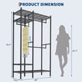thumbnail image 2 of Heavy Duty Metal Garment Organizer Rack – Freestanding Storage Shelf with Adjustable Shelves & Hanging Rods – 1000 lbs Capacity for Closet, Wardrobe, or Dorm – Portable Steel Clothing Rack, Black, 2 of 7