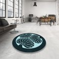 thumbnail image 4 of Ahgly Company Tapis d'Intérieur Ronds Transitionnels Lavables à la Machine, Vert Sarcelle Profond, 4 Pieds Rond, 4 of 7