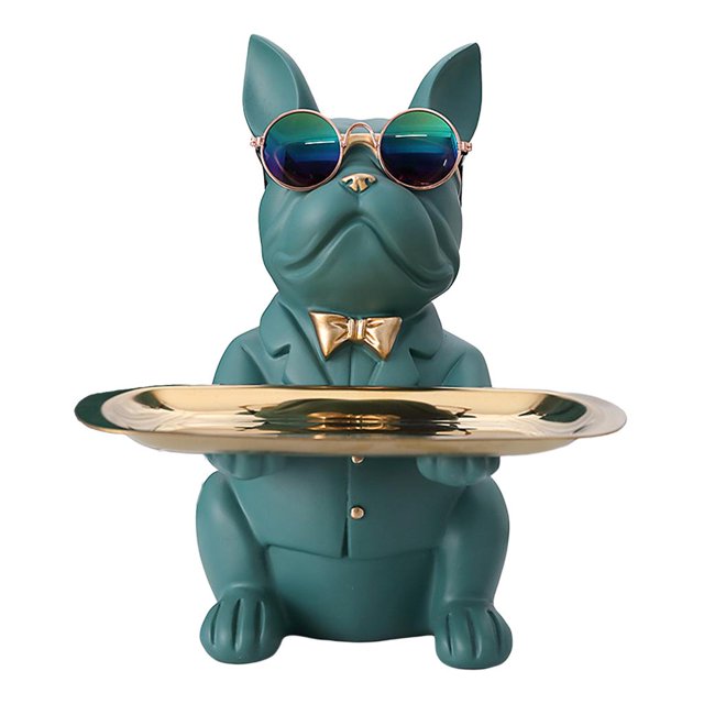 GUOOL Plateau de Rangement à Tenir Sculptures d'Animaux Mignons Porte-Clés en Résine Plat à Bonbons Vert