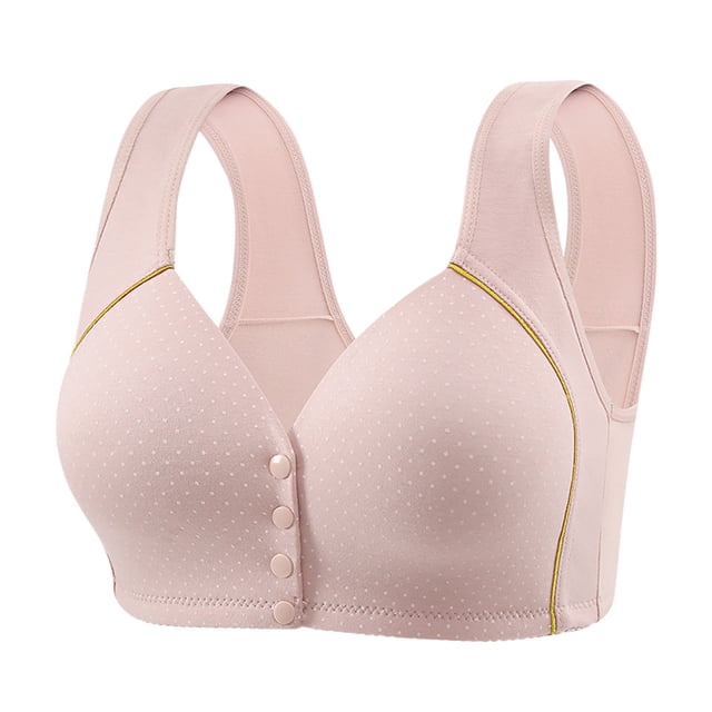 Yuzhih Womens Everyday Bra Front Closure Full Coverage Comfortable Front Button Bras Wireless Push up Bralettes with Support