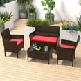 thumbnail image 4 of Costway Ensemble de Mobilier de Patio en Rotin 8 Pcs Canapé Coussiné Table Basse Cour Arrière Véranda Rouge, 4 of 9