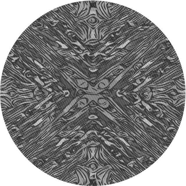 Ahgly Company Tapis d'Intérieur Ronds de Style Transitionnel Lavables à la Machine, Gris Foncé Noir, 3 Pieds Rond