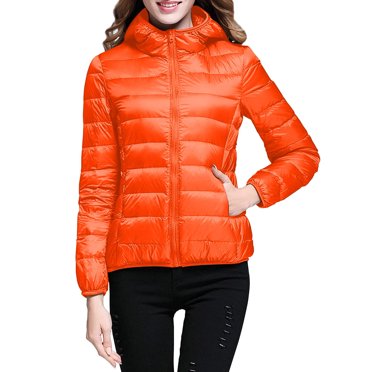 Lovzfmll Puffer Jacket for Women, Lightweight Hooded Packable Coat, Solid Color Quilted Down Alternative for Travel