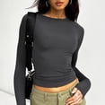 thumbnail image 4 of T-Shirts pour Femmes 2025, T-Shirts Femmes, T-Shirt à Col Rond pour Femmes Long Femmes Col Roulé Manches Longues Chemises Manche Basique Ajusté Court Hauts de Travail pour Femmes T-Shirts Tricot Côtelé Femmes Manches Longues Froid, 4 of 8