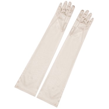 INSPIRE CHIC Women's Long Gloves 1920S Evening Party Full Finger Mittens Elegant Opera Glove Shiny Champagne One Size