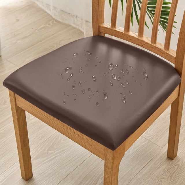 Qonioi Housse de Chaise Unie Brossée à Haute Élasticité, Housse Extensible en Cuir PU Imperméable et Anti-Huile, Housse de Siège Universelle Durable et Résistante aux Rayures pour Chaise de Salle à Manger et Ottoman