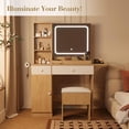 thumbnail image 4 of GloryStar Vanity Desk with Mirror and Lights, Makeup Vanity Power Outlets Makeup Table with Drawers & Cabinet, Storage Stool, Dressing Table for Bedroom, 4 of 8