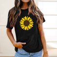 thumbnail image 1 of EGNMCR T-Shirts pour Femmes Mode pour Femmes Col Rond Manches Courtes Hauts à Imprimé de Tournesol de Pâques, 1 of 7