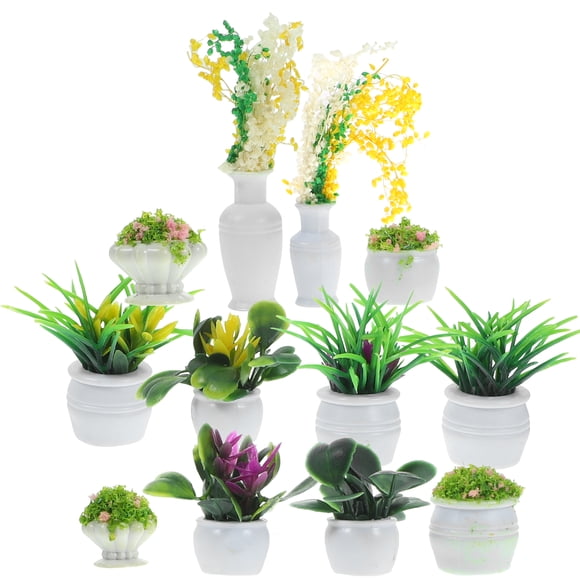 13 Pcs Doll House Plants Miniature Bonsai Plants Mini Potted Plants Models Tiny Fake Greenery Ornaments