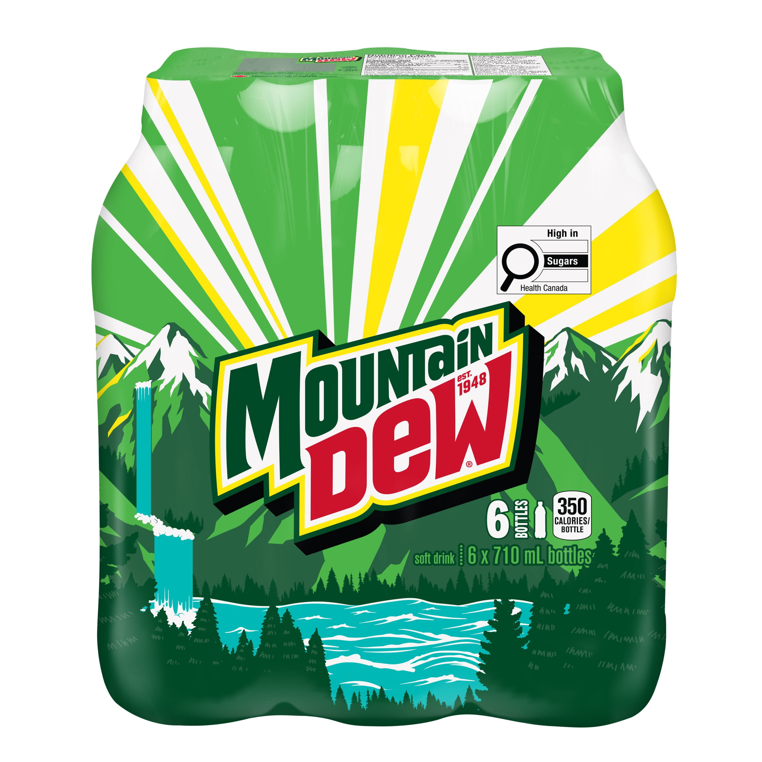 Mtn Dew Soft Drink 6 x 710 mL, Bottles