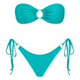 thumbnail image 1 of Womens 2 Piece Swimsuits Solid Color Strapless Backless Gathering Separate Bikini Sky Blue Womens Bathing Suits M, 1 of 3