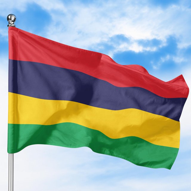 Mauritius Drapeau d'Extérieur (2 X 3 Pi) par DreamController - Polyester Durable et Résistant à la Décoloration, à Double Piqûre, Oeillets en Laiton - Drapeau Africain Eastern Imprimé HD - Fabriqué aux É.-U.
