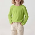 thumbnail image 1 of Kids' Solid Color Long Sleeve Round Neck Top - Comfortable Polyester Spandex Blend for Daily Wear, Travel, and Parties, 1 of 7