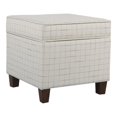 thumbnail image 1 of HomePop Pouf Carré Transitionnel en Tissu à Motif de Carreaux de Fenêtre à Levage, Blanc, 1 of 9