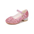 thumbnail image 1 of MAWCLOS Chaussures Mary Jane pour Filles Princesse à Strass, Talon Bloc Épais, Confort, Chaussures Habillées, Bout Rond, Sandales à Talons de Performance, Rose 8C, 1 of 6