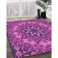 thumbnail image 3 of Ahgly Company Tapis d'Intérieur Lavable à la Machine, Carré, Transitionnel, Moyen Violet Rouge Rose, Tapis de Zone, 3 Pieds Carré, 3 of 7