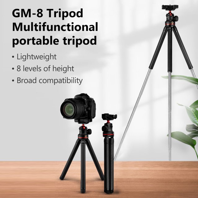 Support Trépied Portable GIZOMOS GM-8, 8 Niveaux de Hauteur Réglables