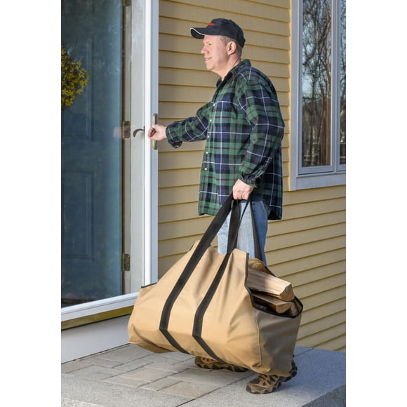Très grand sac pour bois de chauffage, 31 x 11 x 22 po, havane