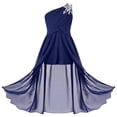 thumbnail image 1 of Lejafay Robe de Demoiselle d'Honneur Junior pour Fille, Combishort à Paillettes Sans Manches à une Épaule, Robe de Soirée Formelle Bleu Marine 10, 1 of 7