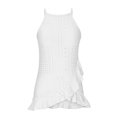 thumbnail image 4 of VEKDONE Halter Tops for Womens Summer Sleeveless Hollow Out Ruffled Tank Tops Solid Color Loose Breathable Lounge Vests White Large, 4 of 9