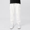 thumbnail image 2 of MIASHUI Girls Sweatpants Unisex Children Cargo Pants Kids Solid Color Trousers,White,9-10 Years, 2 of 4