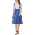 thumbnail image 2 of Unique Bargains Jupe Midi Plissée à Bretelles Rétro à Taille Élastique pour Femme, Bleu, TP, 2 of 6