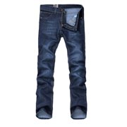 Ketyyh-chn99 Fleece Lined Jeans for Men Stretch Winter Thermal Pants Men's Four Seasons Casual Business Solid Color Straight Leg Jeans Size for 34,Blue