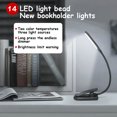thumbnail image 2 of yeacher Lampe Livre à Pince LED Rechargeable par USB avec Support de Musique, Commande Tactile et Luminosité Réglable, 14 Perles, Batterie 1000mAh, Options Noir/blanc, 2 of 6