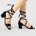 thumbnail image 2 of BLISSFUL STEP Women's Open Toe Color Block Lace Up Heel Sandals, 2 of 6