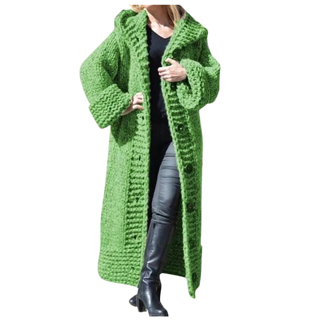 Kcodviy Women Casual Solid Knit Ladies Cardigan Button Plus Size Long Cardigan Sweater Open Front Sleeve Sweater Long Cardigan Long Sweaters for Women Cardigans with Pockets Coat