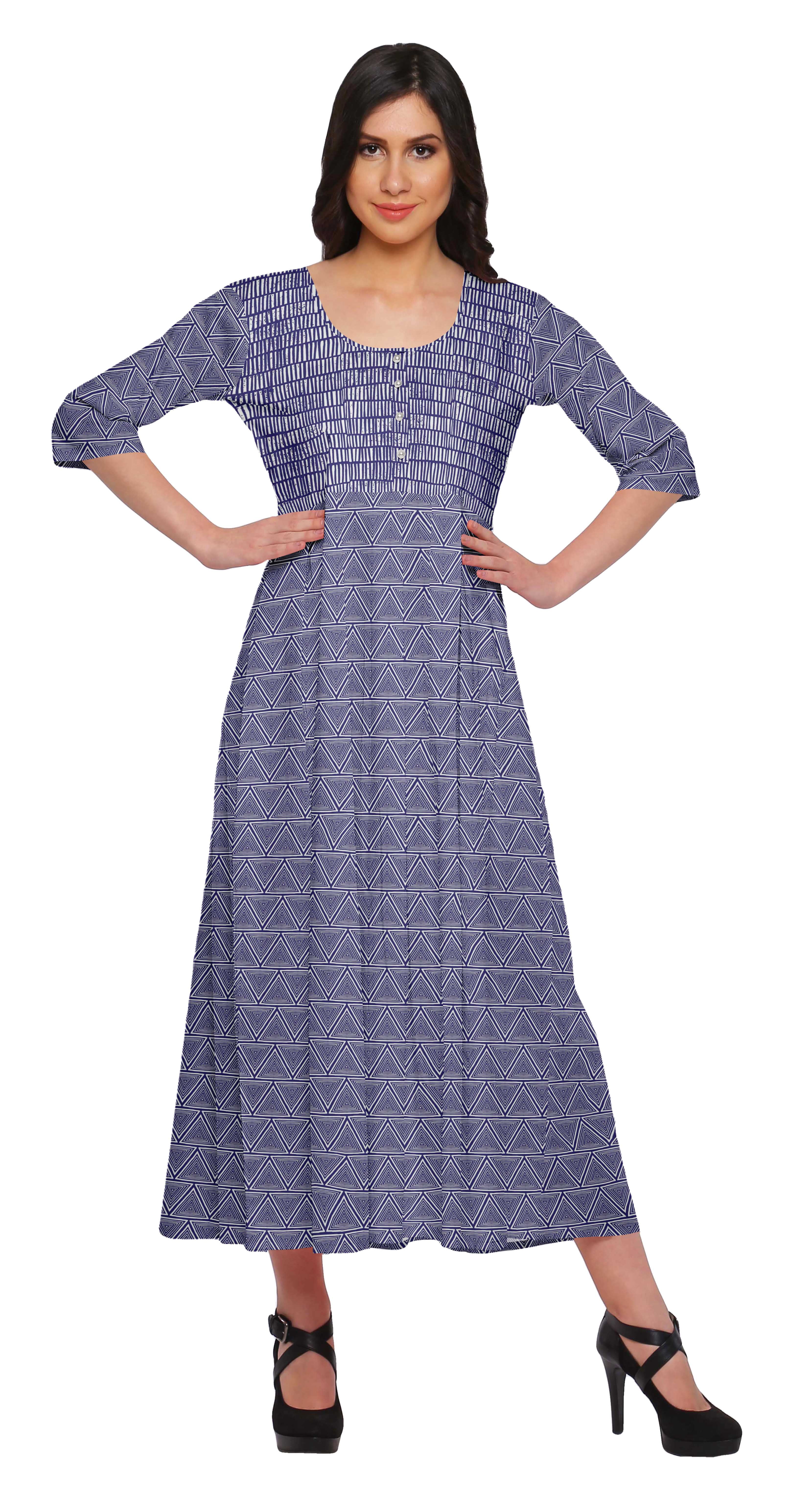Moomaya Kurtis Imprimés Ligne A pour Femmes Kurta à Manches 3/4 Tunique d'Été