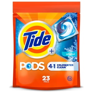 Tide PODS Coldwater Laundry Detergent soap, Original Scent, 4-in-1 Detergent, 23 Loads, Laundry PODS Formulated for Cold Water