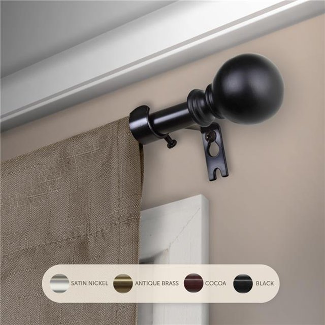 Central Design 5710-282 Tringle à Rideaux Jayden de 0,625 Po avec Rallonge de 28 à 48 Po, Noir