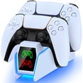 thumbnail image 4 of PS5 Controller Charger Station for Playstation 5 Dualsense with LED Light Dual Stand Charger Dock, PS5 Controller Charging Station Accessories for Playstation 5 Faceplates DualSense Edge-White, 4 of 13